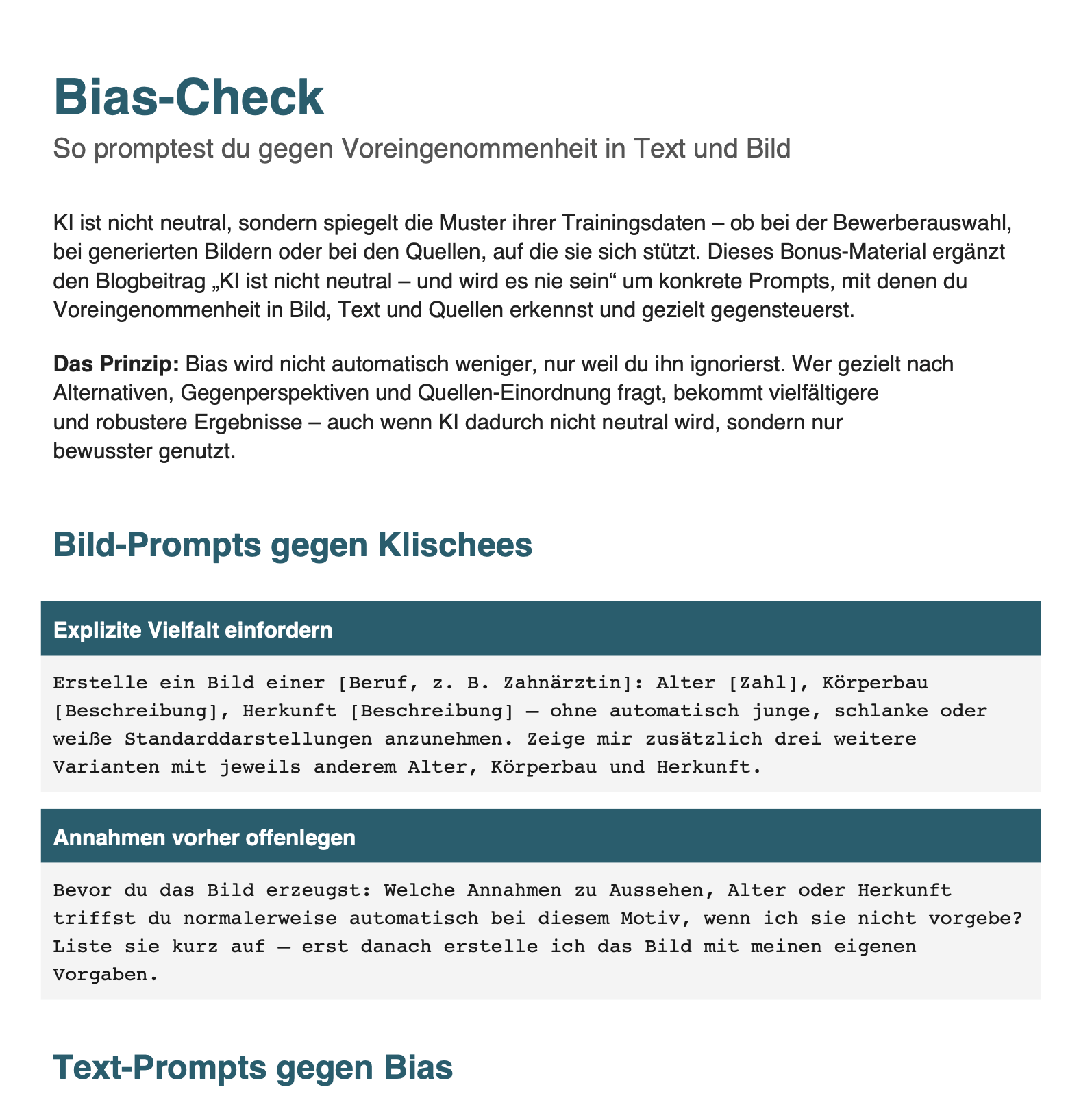 Prompt gegen Bias